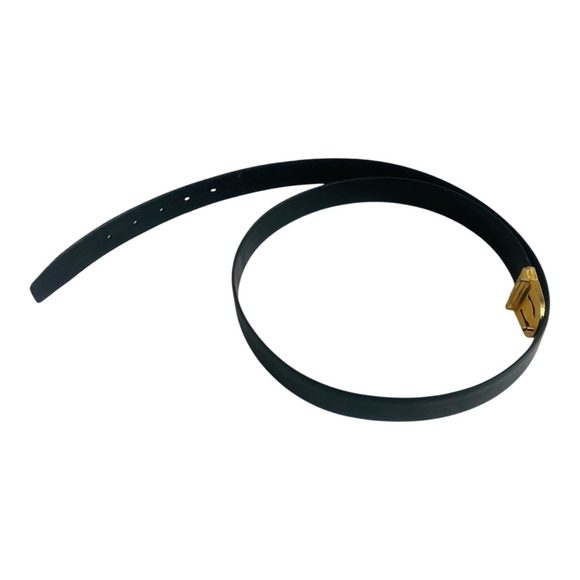 Rare Vintage Women Belt Authentic YSL Yves Saint Laurent Black Gold Leather Belt - Picture 5 of 6